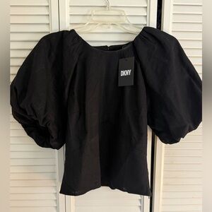 DKNY Elegant Black Puff Sleeve Blouse